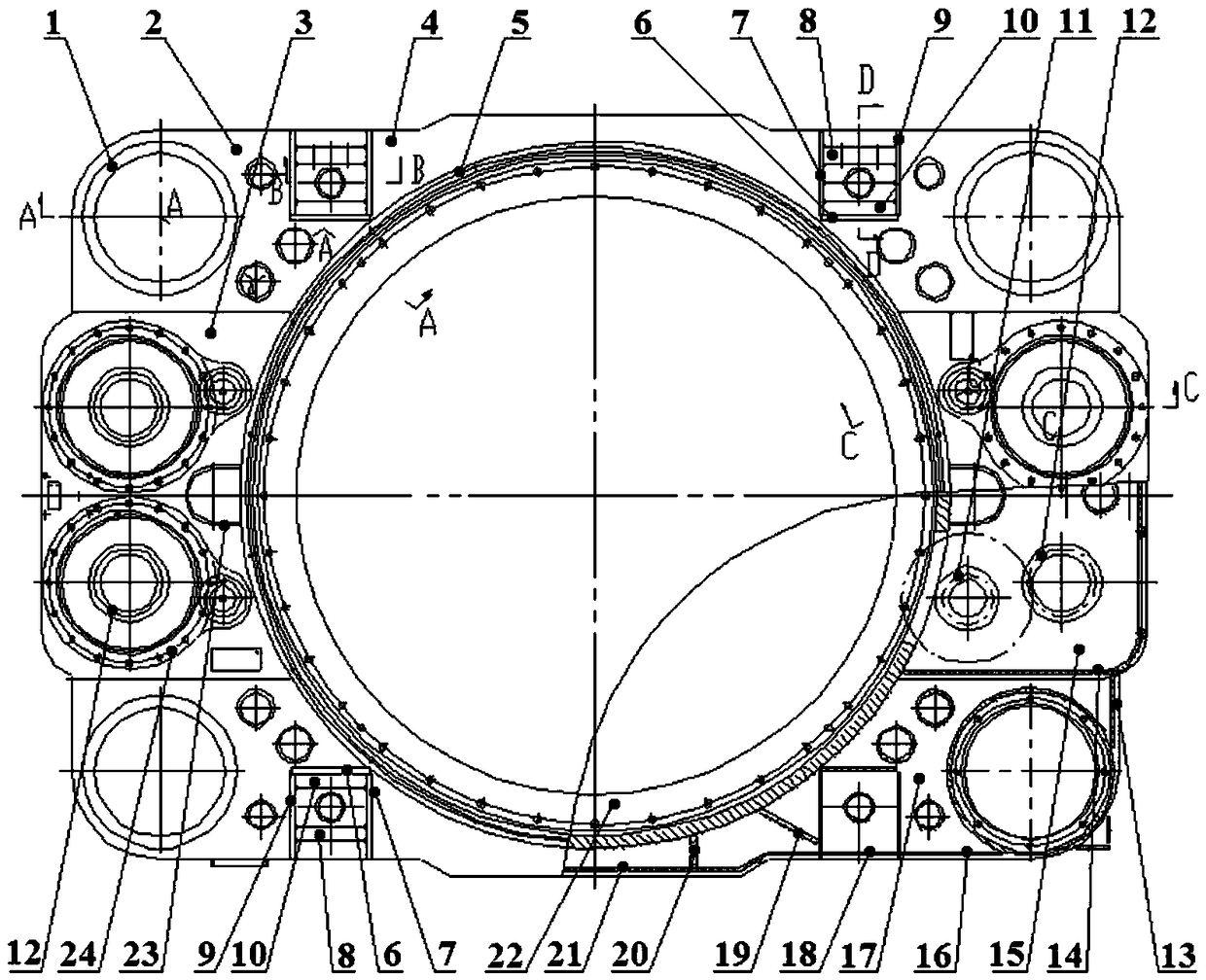 All-rotation casting drill machine drive unit transmission case mounting platform