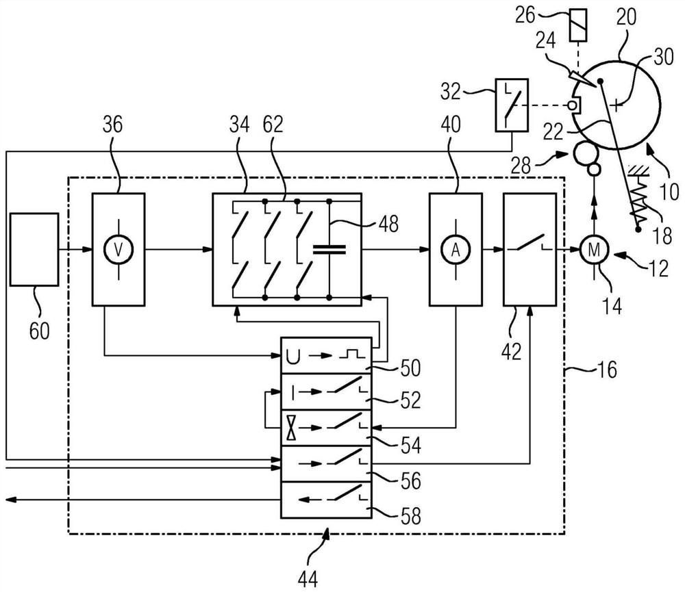 Motor apparatus for switch drive of electric switch and method for operation thereof