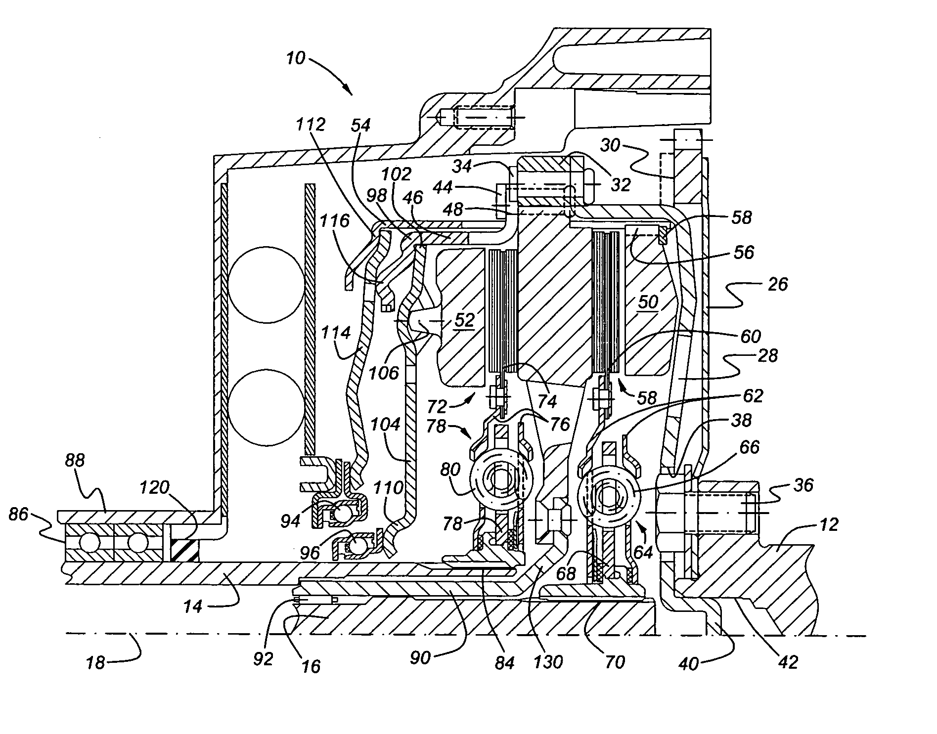 Dual clutch assembly for a motor vehicle powertrain