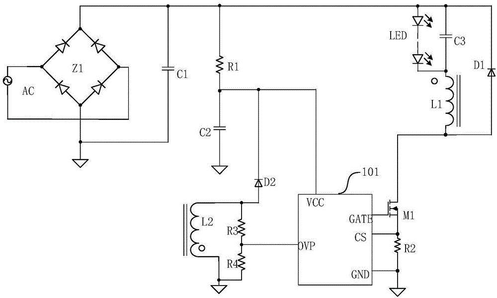 Anti-interference LED overvoltage protection module and anti-interference LED overvoltage protection system