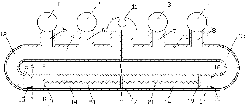 Turbocharging system with exhaust pipe with variable volume