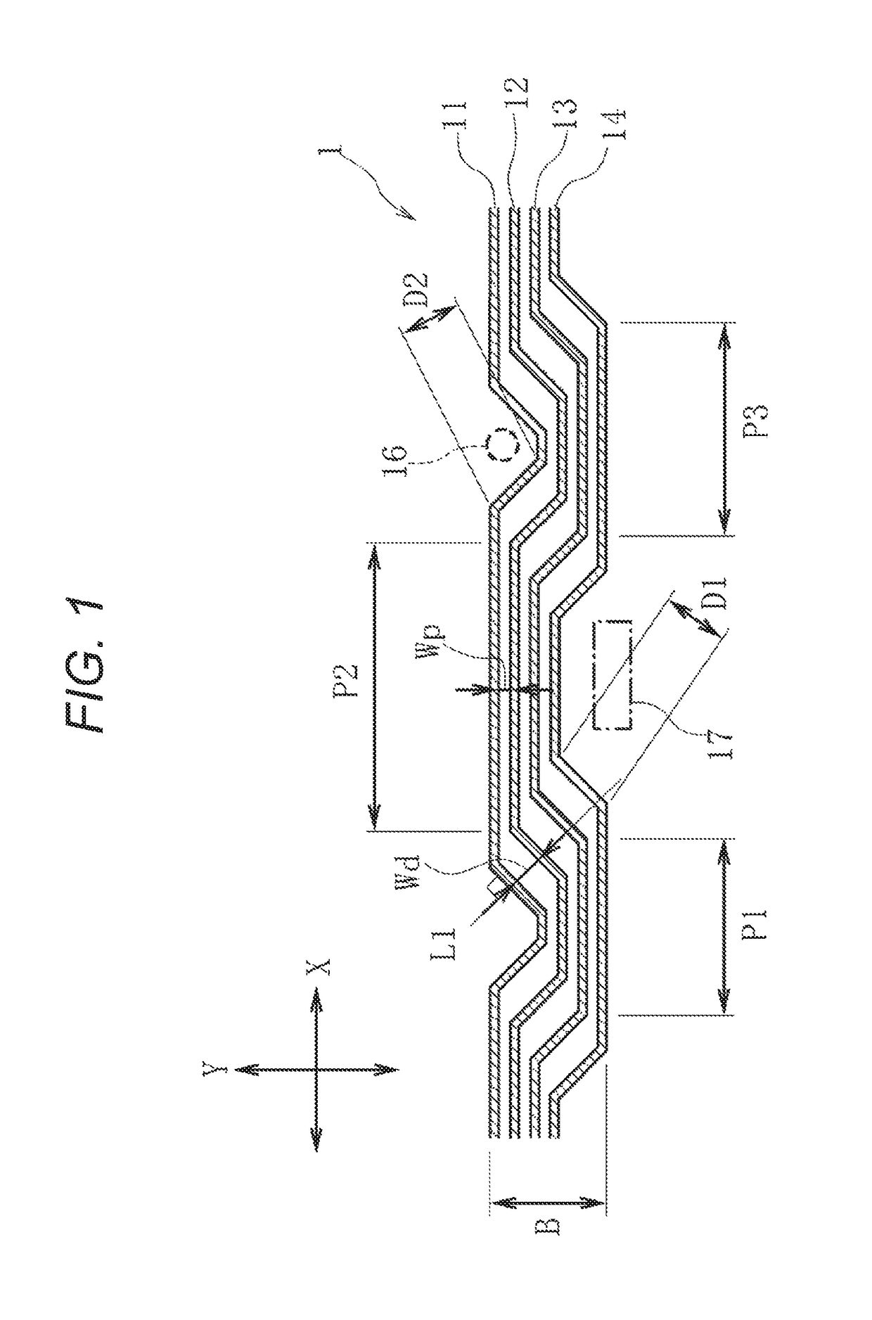 Wiring structure and printed wiring substrate of wiring structure