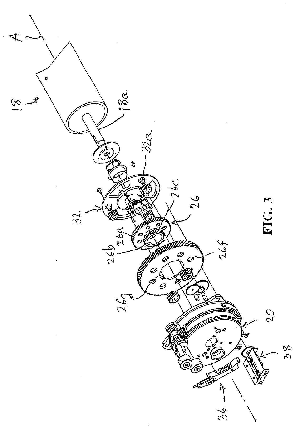 Power transfer device for a rolling door operator