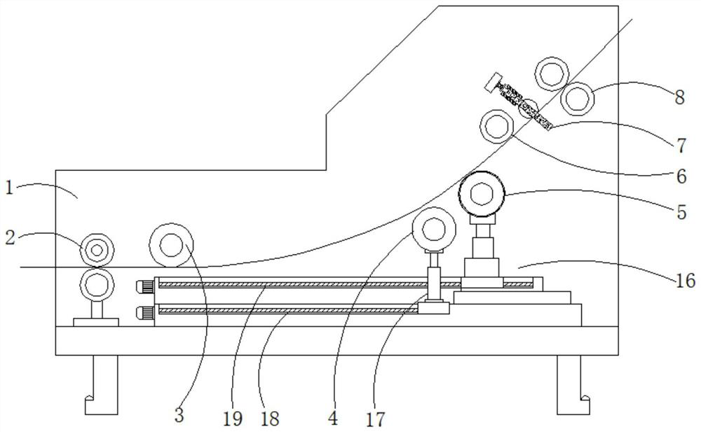 A bamboo sheet drawing and edging device for bamboo mat processing