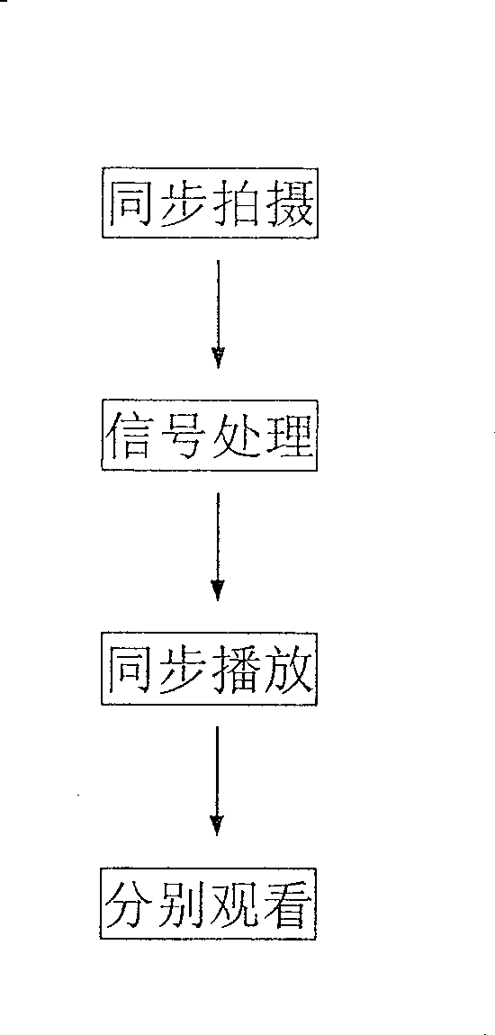 Method of photographing signal treating and broadcasting and viewing stereoimage