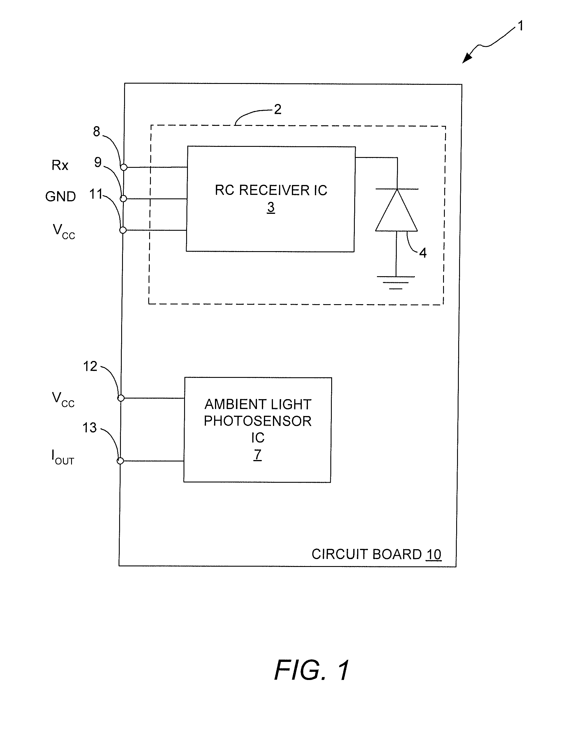 Remote control receiver device and ambient light photosensor device incorporated into a single composite assembly