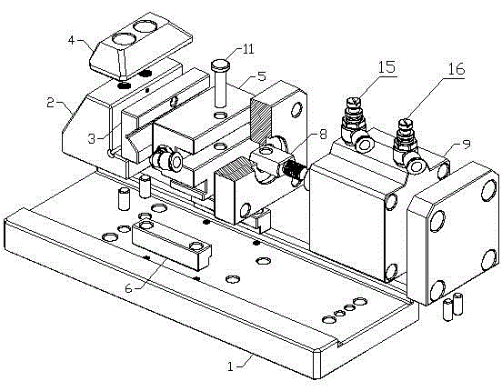 Semi-pneumatic hanging table sweeping-head machining clamp assembly