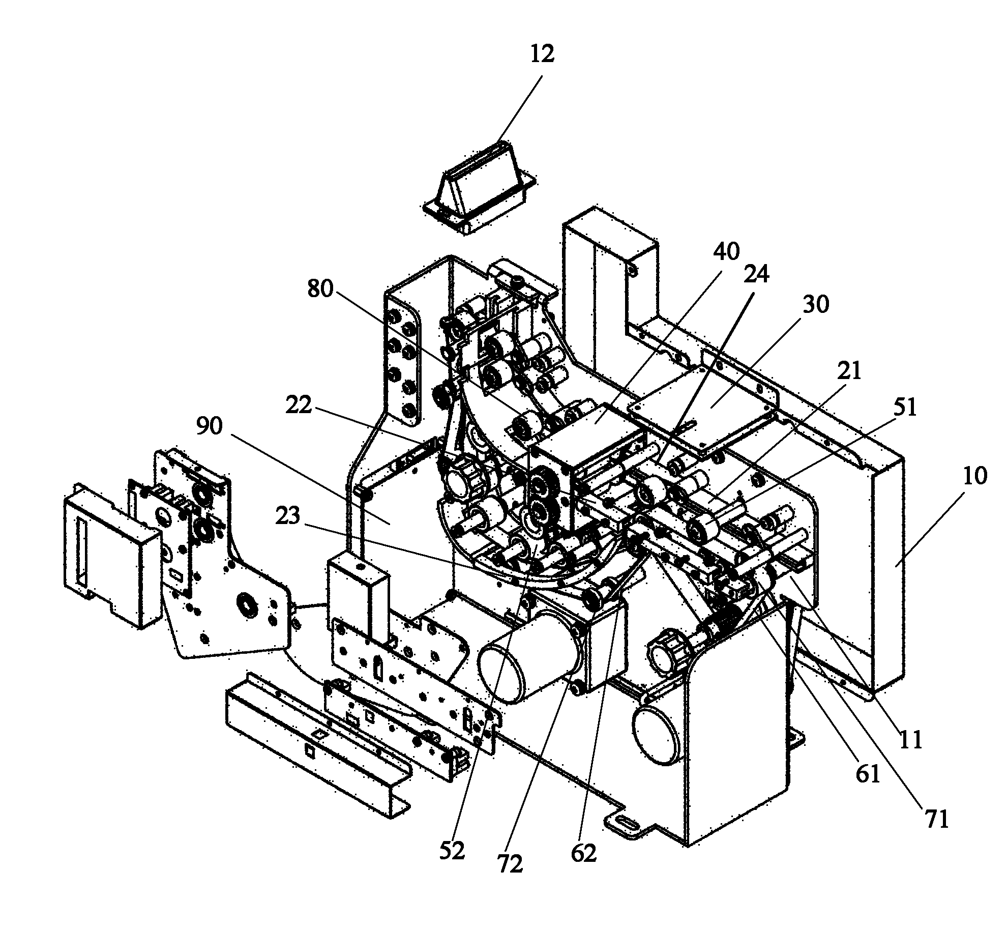 Automatic ticket feeding and discharging mechanism