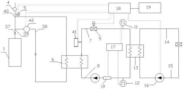 Kiln waste heat system for automatically controlling amount of hot water input into heat exchanger