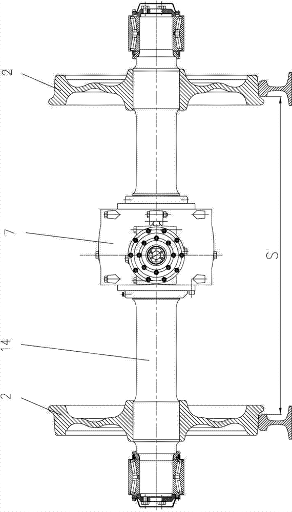 Drive axle gearbox wheel set for large railway maintenance machinery