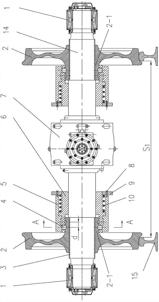 Drive axle gearbox wheel set for large railway maintenance machinery