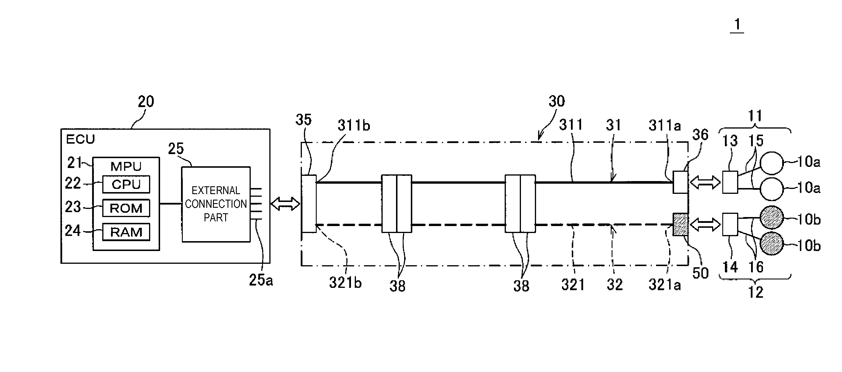 Wire harness and electronic device control system