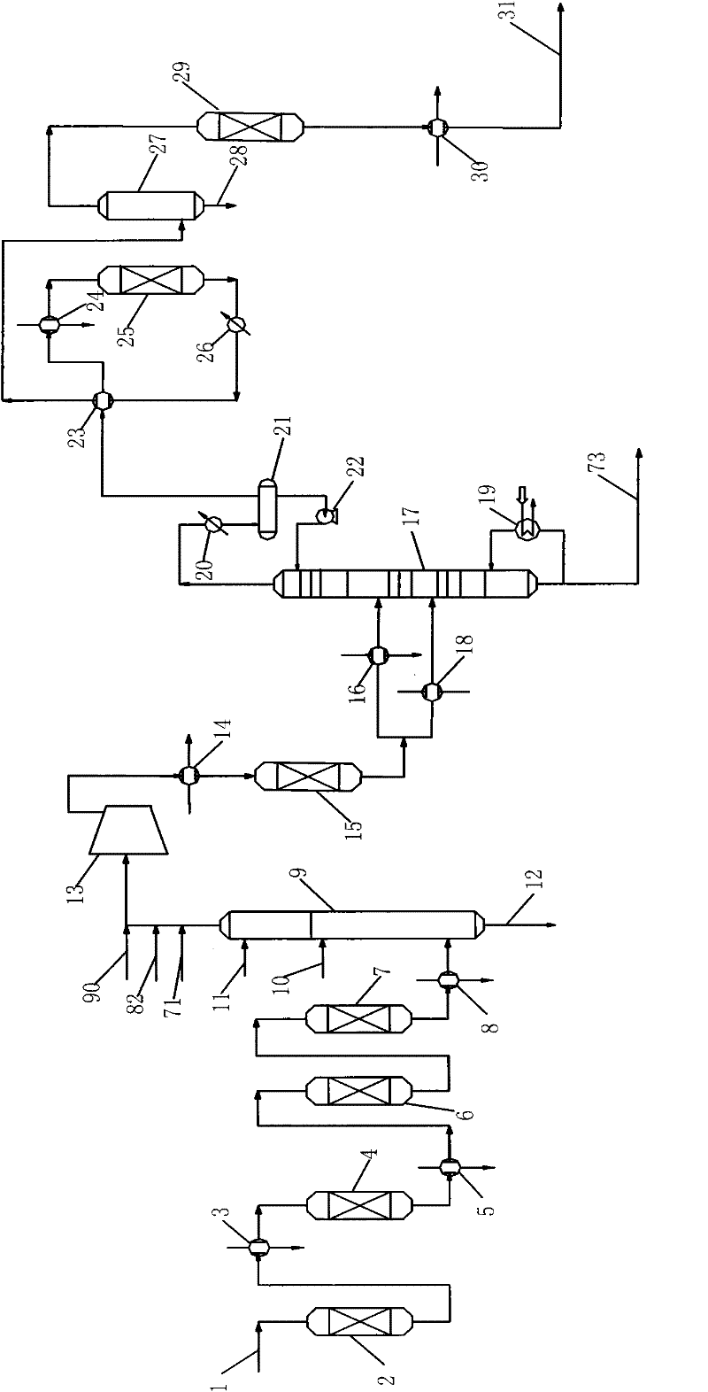 Separation method for preparing low-carbon olefin gas through methanol conversion