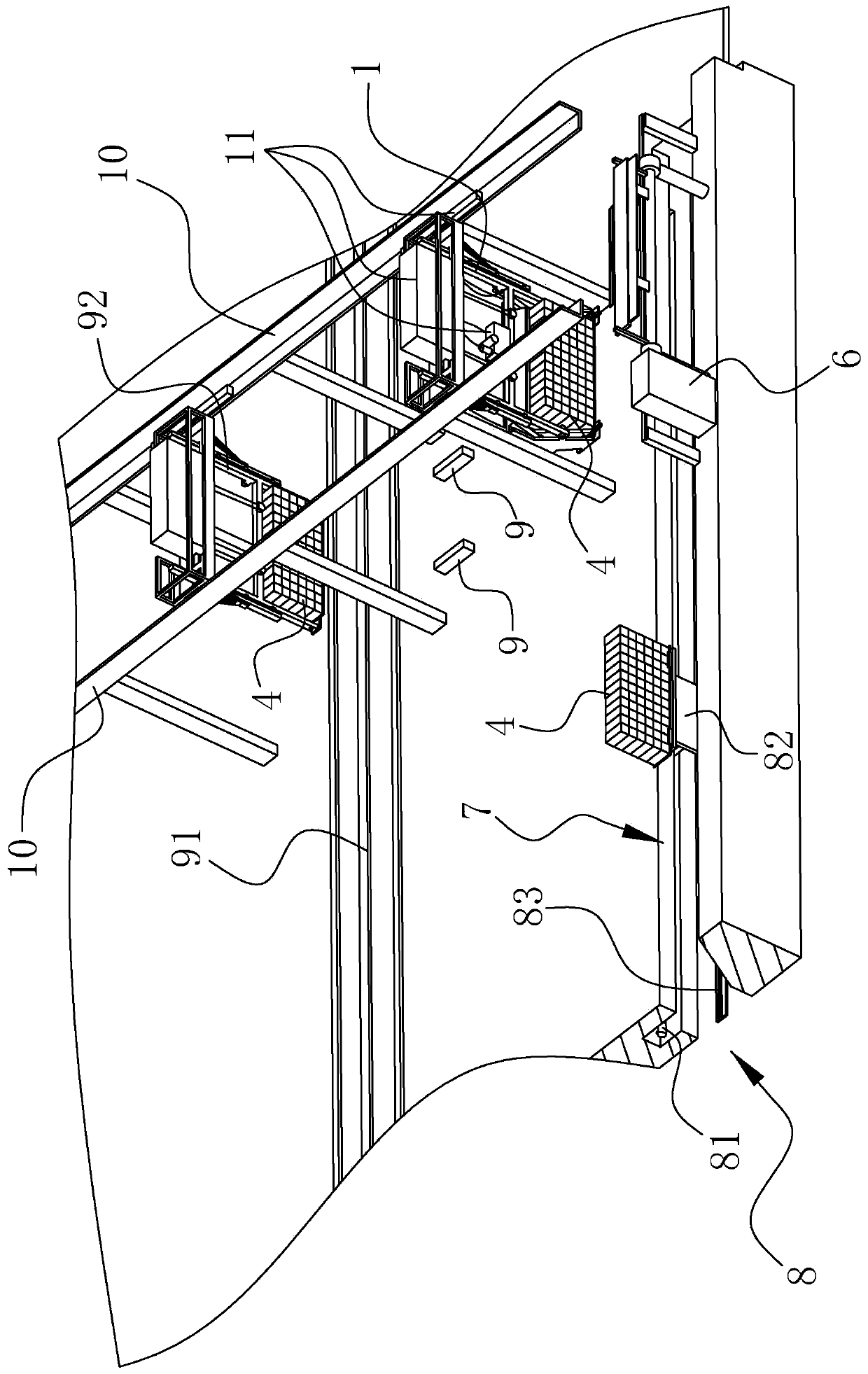 Cleaning device for chips on bottom surface of concrete masonry block