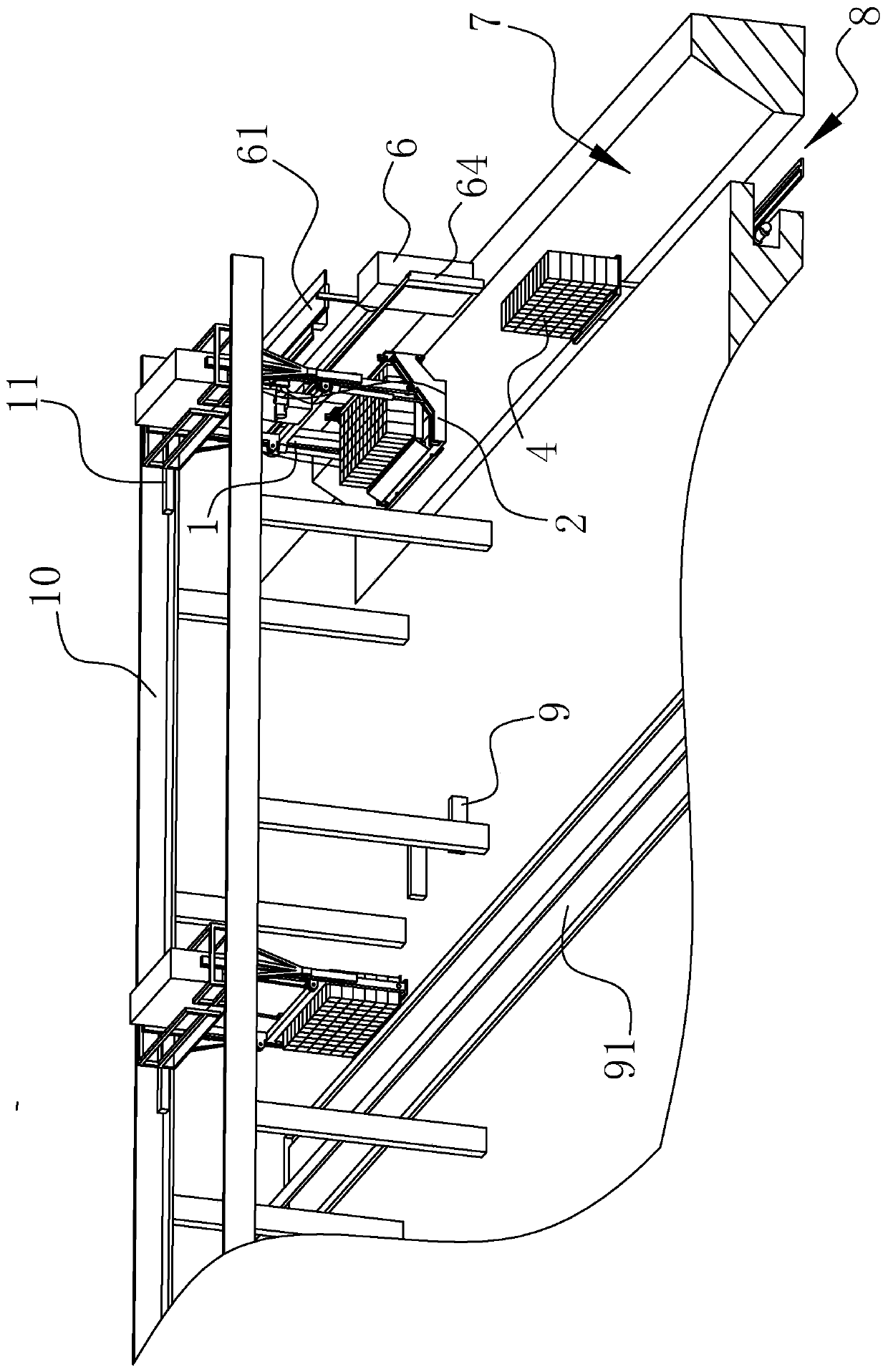 Cleaning device for chips on bottom surface of concrete masonry block