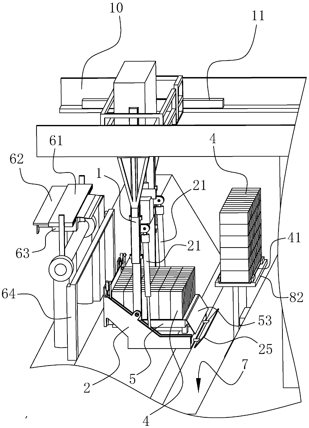 Cleaning device for chips on bottom surface of concrete masonry block