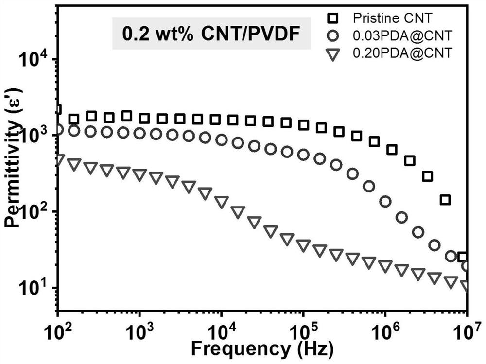 Conductive particle filled polymer layered composite dielectric material and preparation method thereof