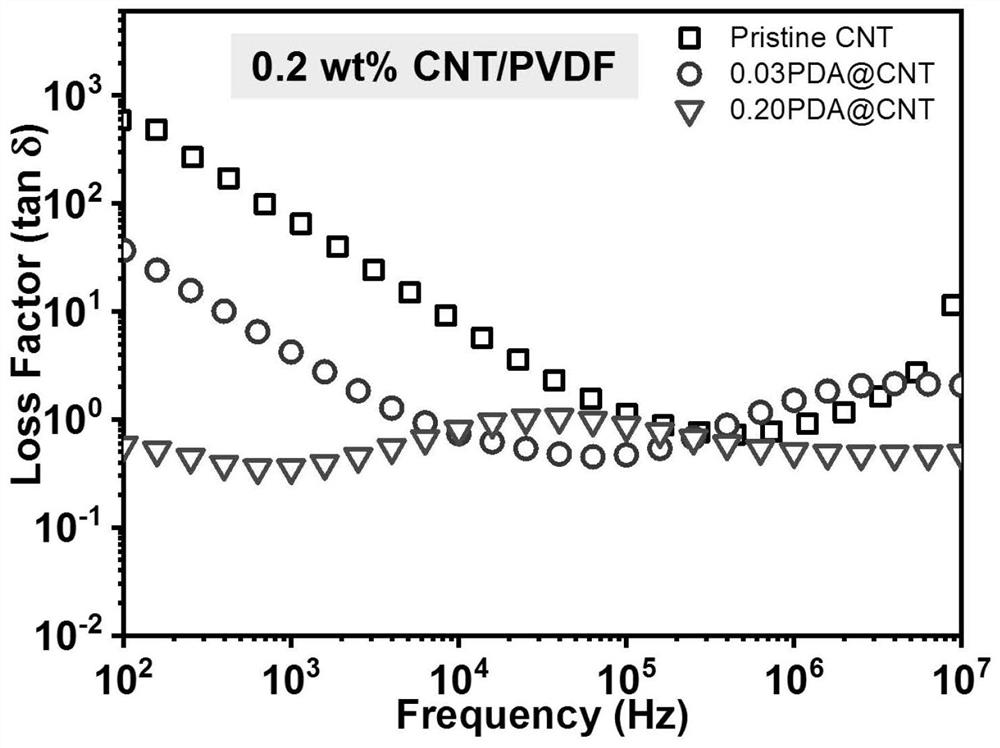 Conductive particle filled polymer layered composite dielectric material and preparation method thereof