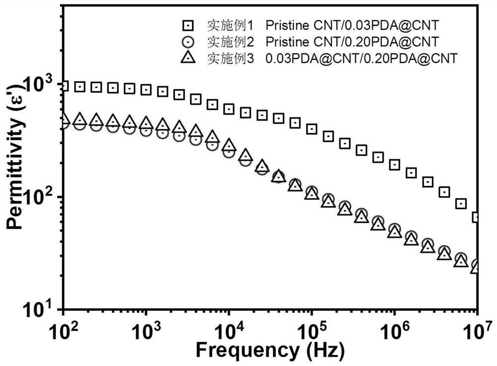 Conductive particle filled polymer layered composite dielectric material and preparation method thereof