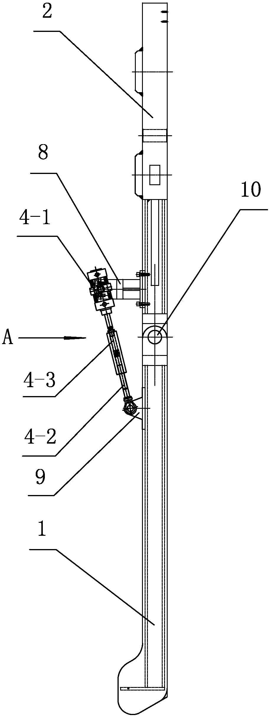 Adjustable tire unloading device for tire vulcanizing machine