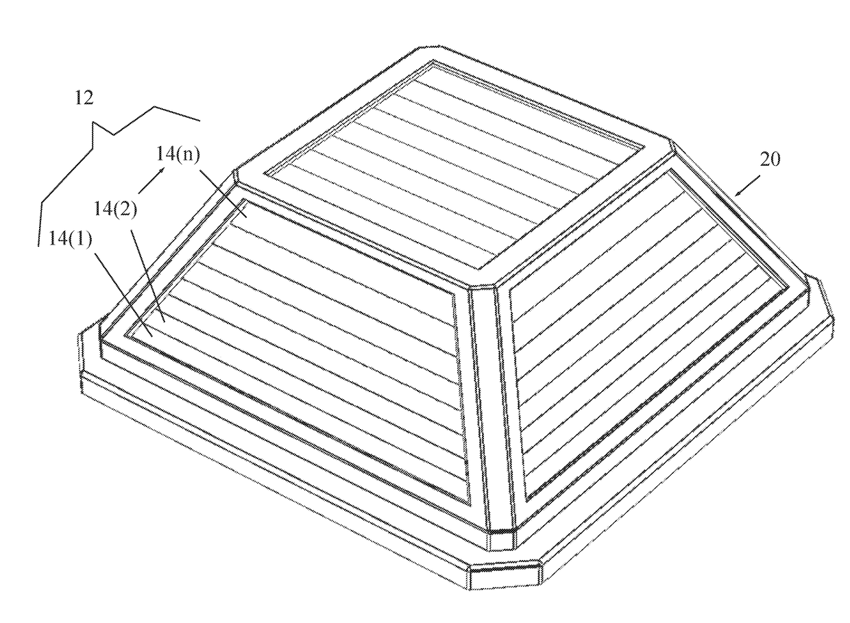 Array of unequally shaped solar panels