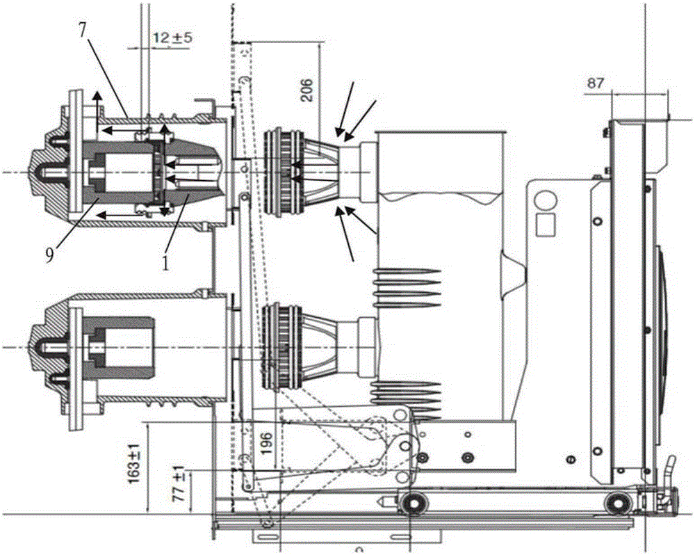 Air-cooled structure for circuit breakers