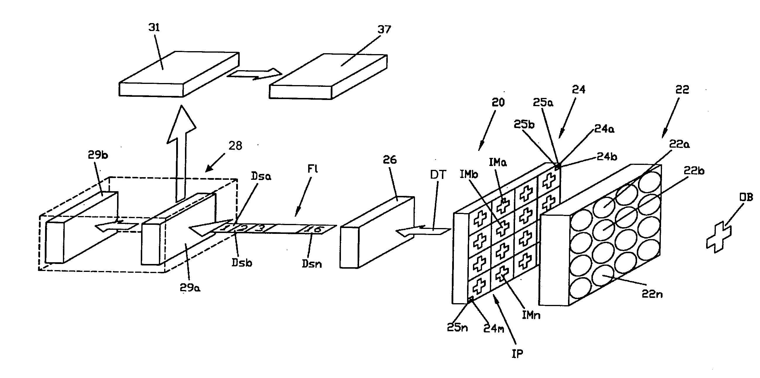 Ultra-thin digital imaging device of high resolution for mobile electronic devices and method of imaging