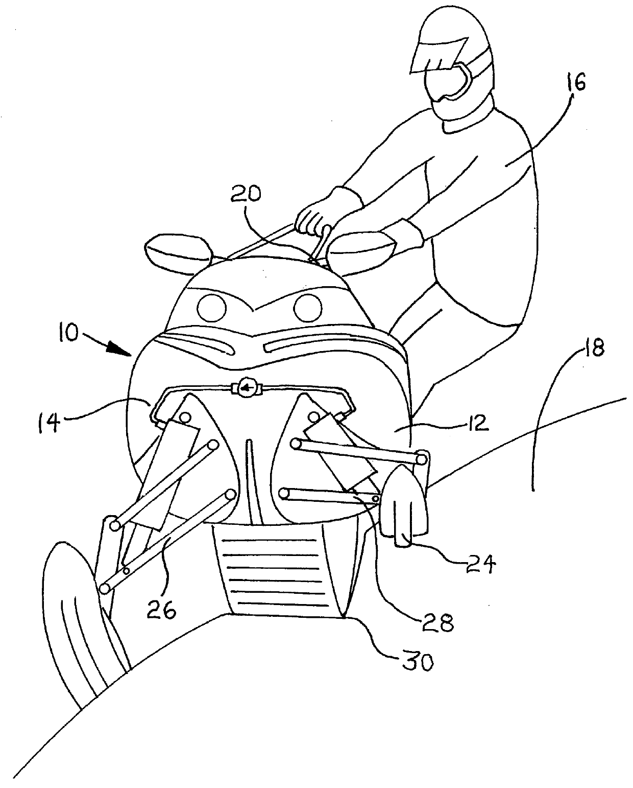 Roll enhancing snowmobile ski suspension for deeper snow riding