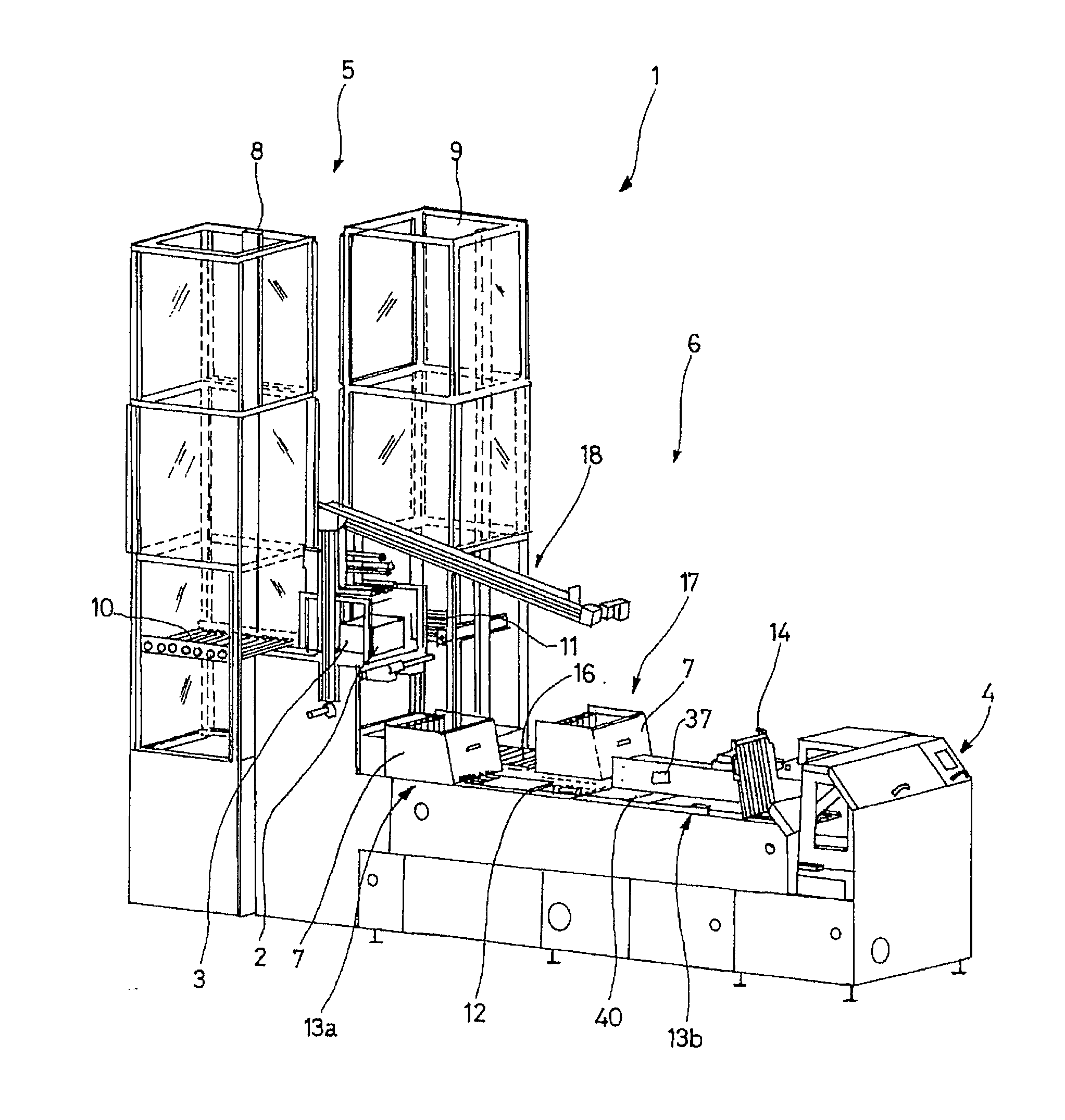 Device for unloading trays using a pivot member