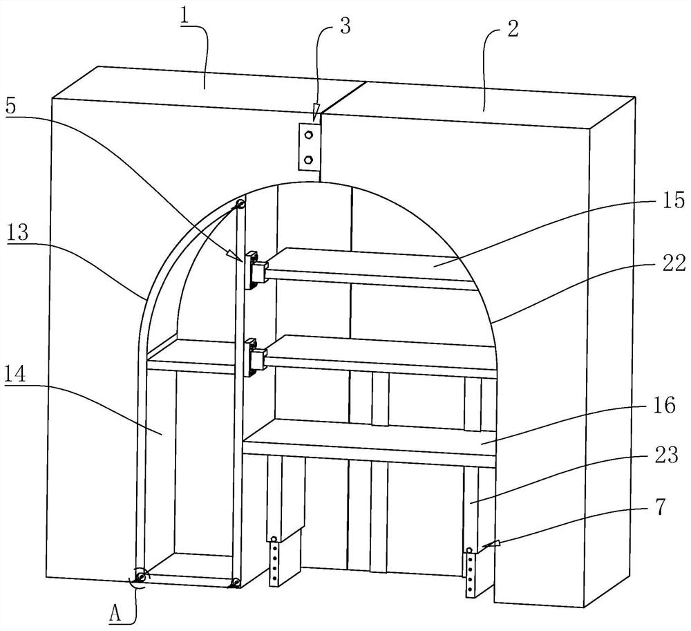 Combined furniture combining arched wardrobe and bookcase