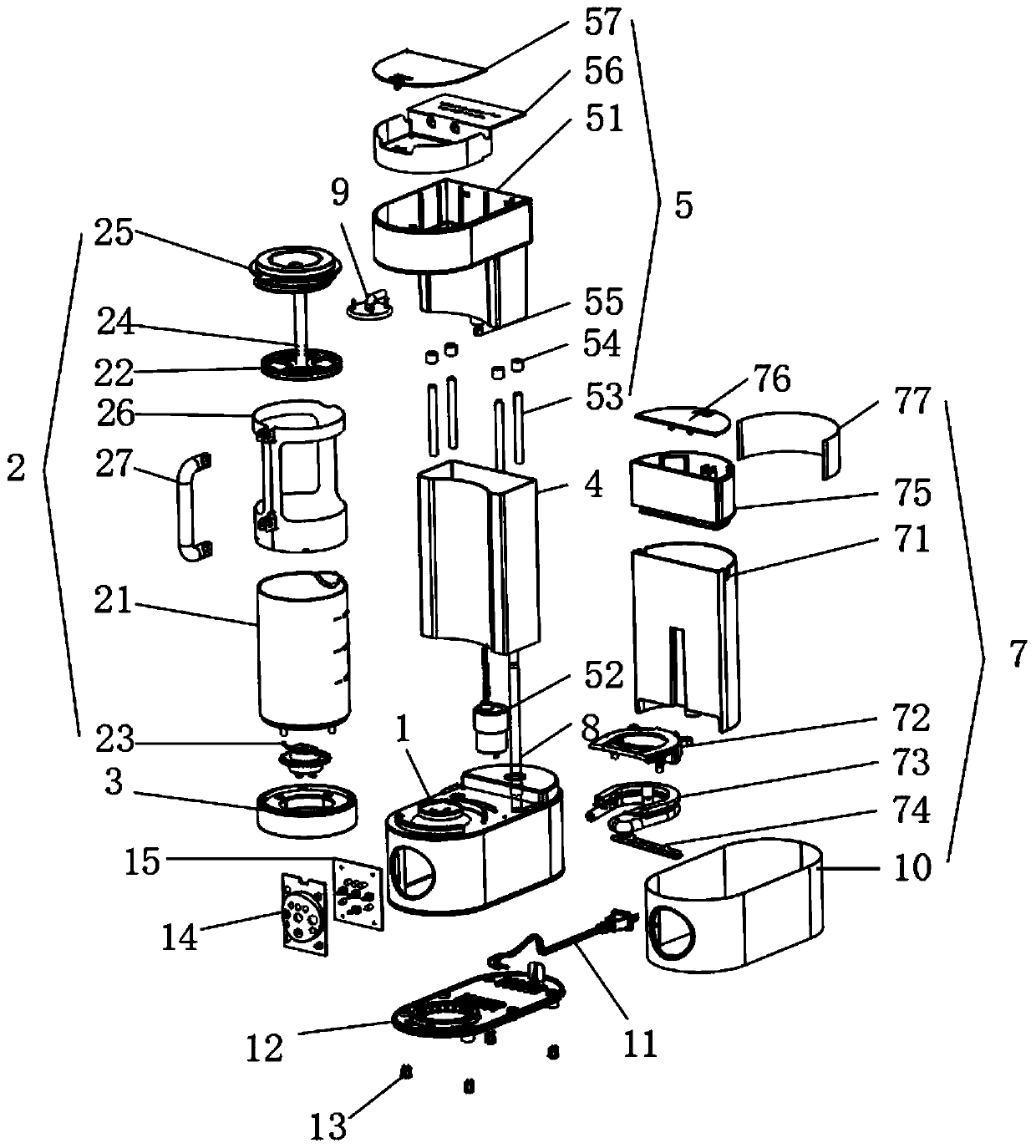 Coffee maker with bean grinding function