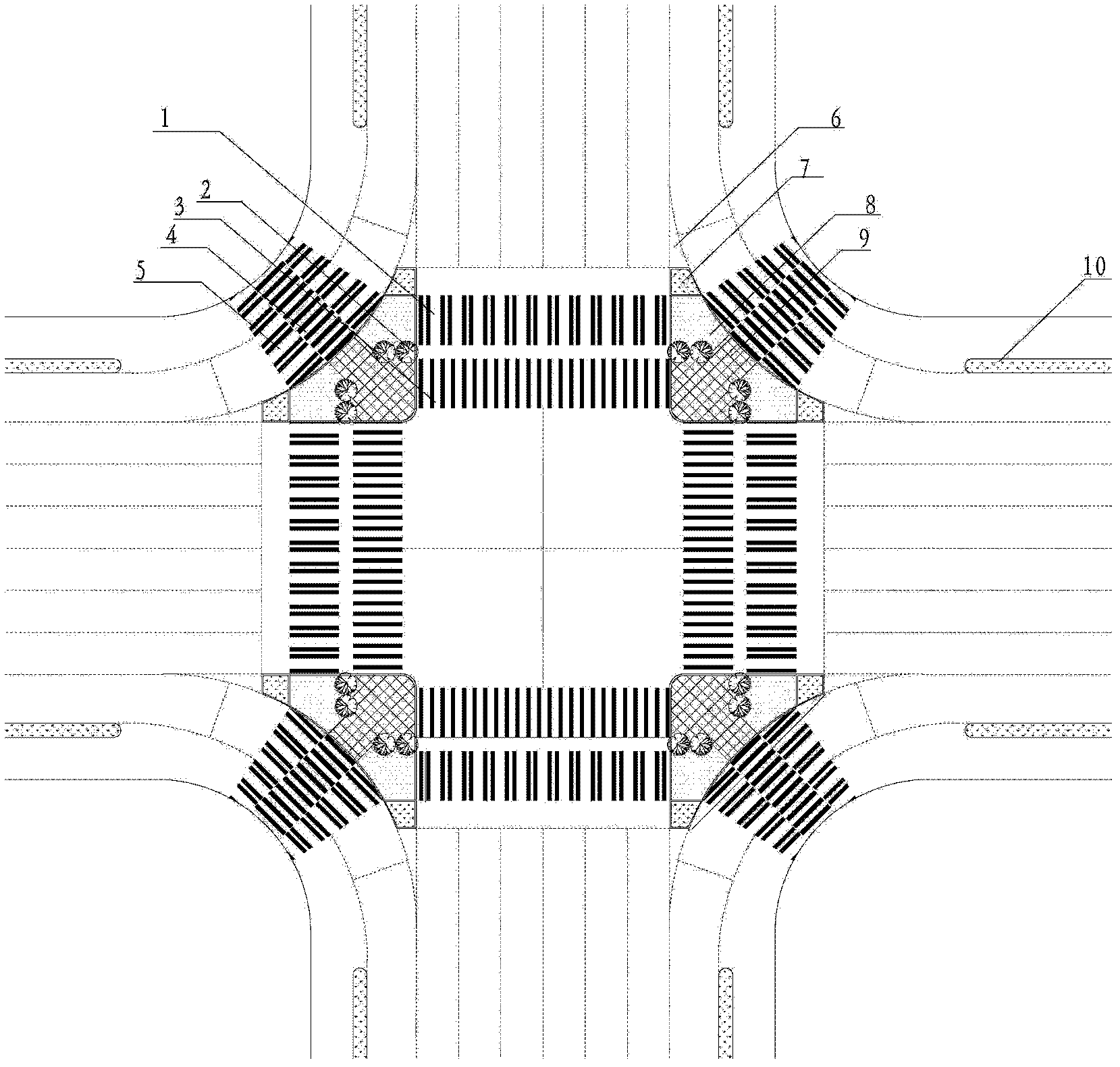 City safety island based on pedestrian and non-motor vehicle separation