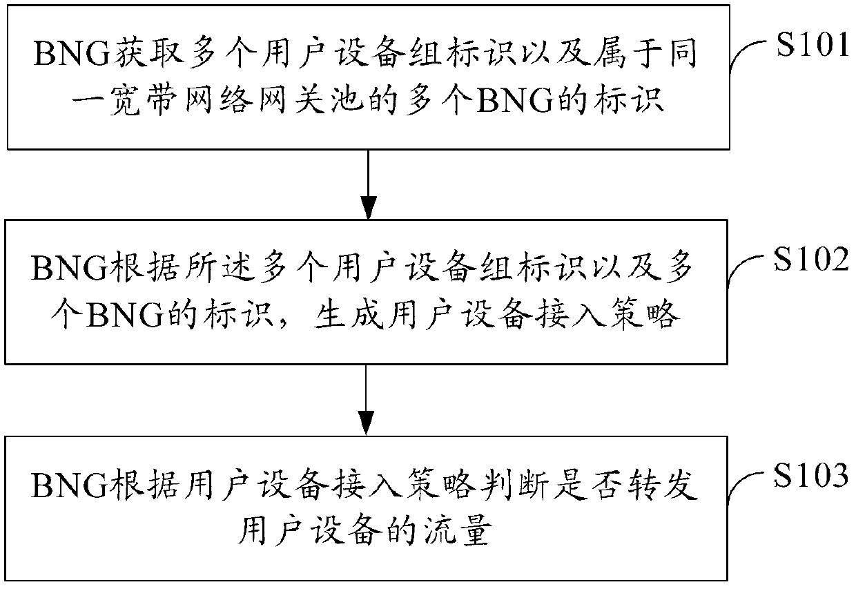 Configuration method of accessing strategy and boardband network gateway