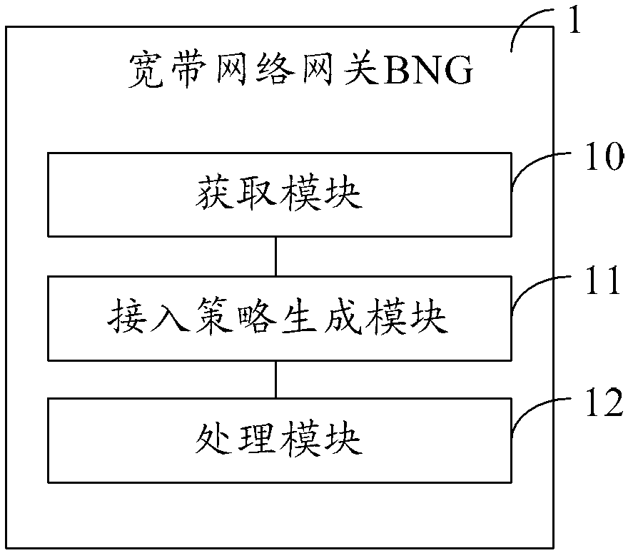 Configuration method of accessing strategy and boardband network gateway