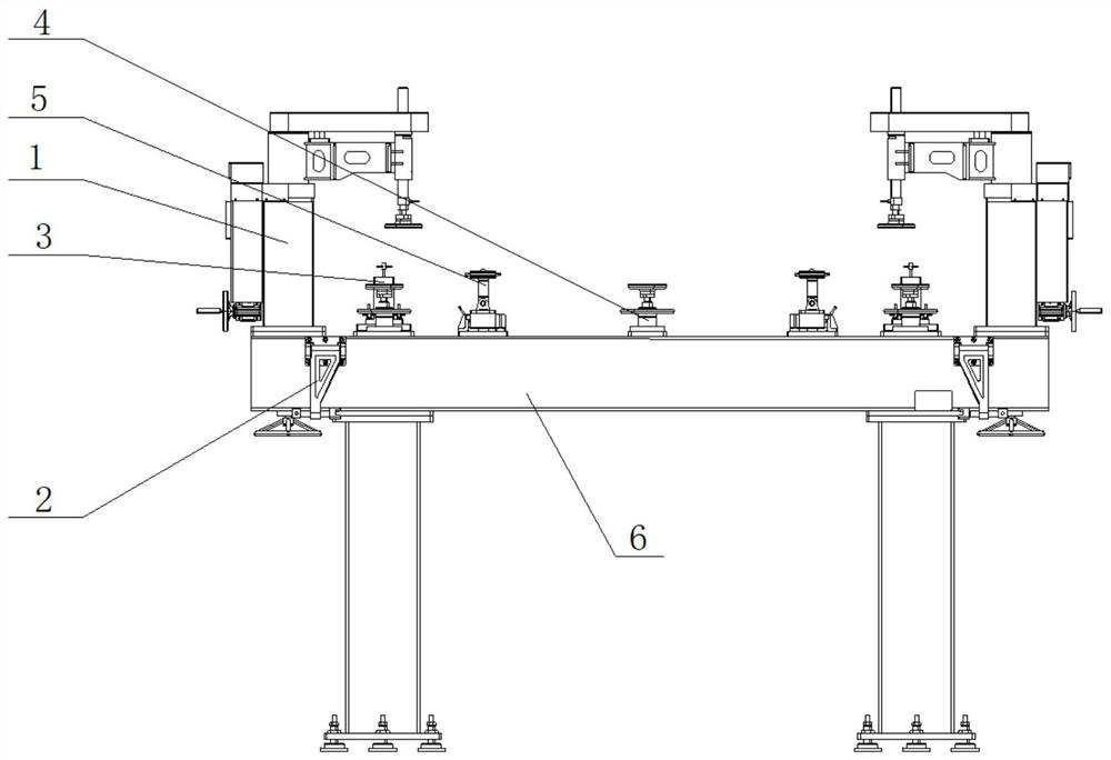 Aircraft central wing positioning and clamping device and method