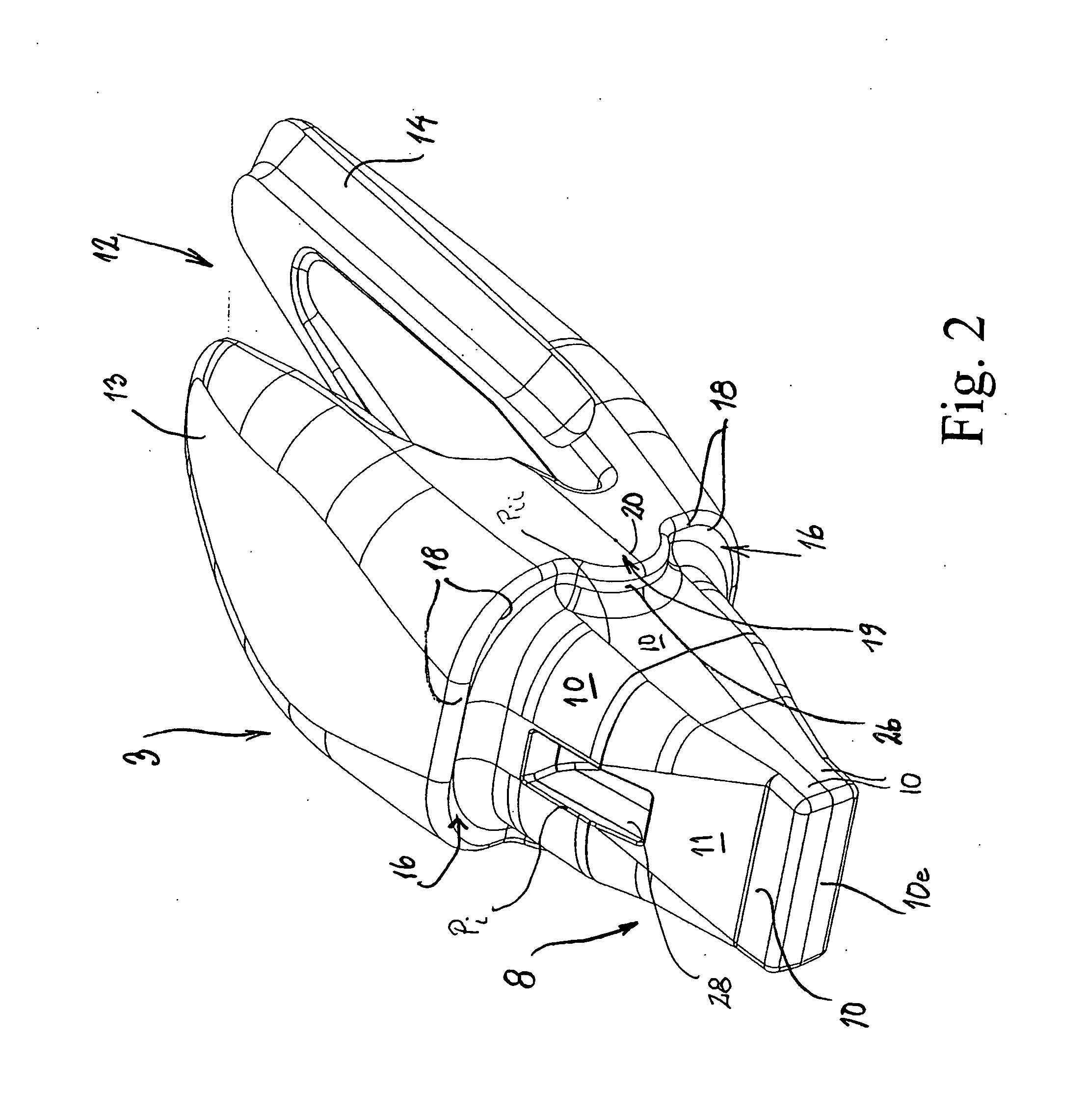 Wearing parts system for detachable fitting of wearing parts for the tool of a cultivating machine