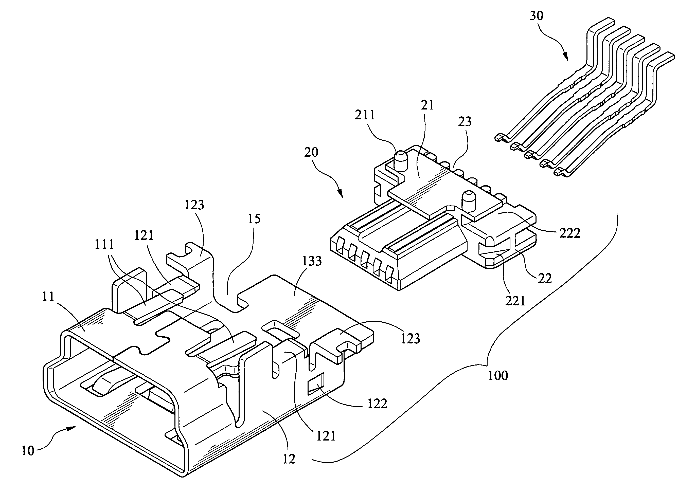 Mini-USB type electrical connector with latching arrangement