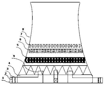 Natural ventilation countercurrent type cooling tower air energy power generation device