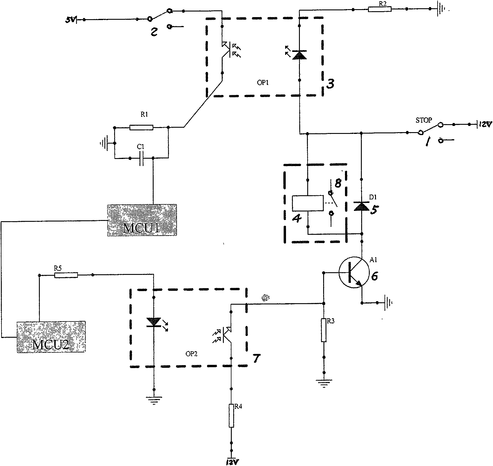 Emergency stop switch circuit meeting CE requirements for electric treadmill