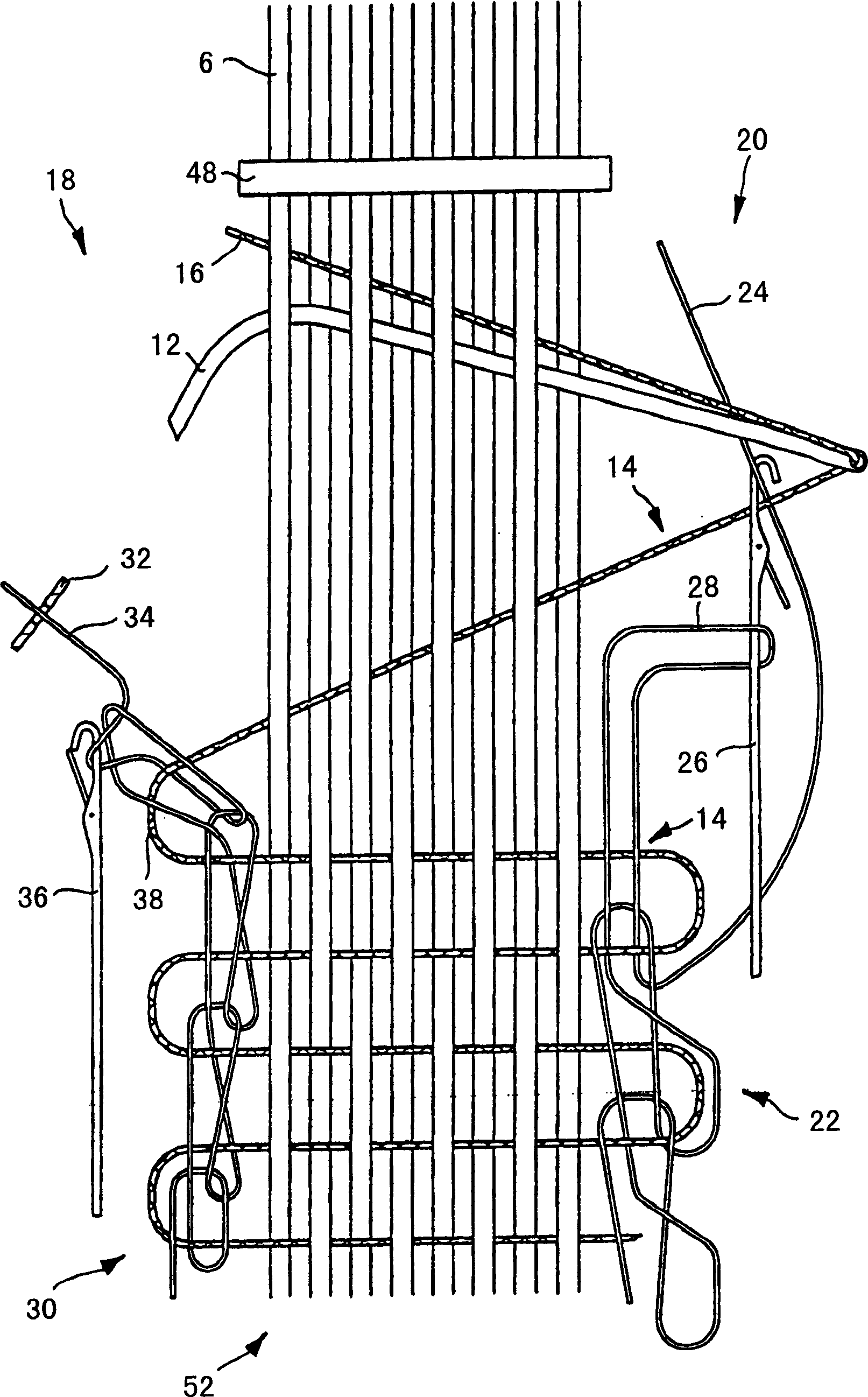 Narrow fabric needle loom for producing a strip-shaped tissue, and corresponding strip-shaped tissue