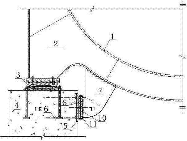 Vibration damping and energy dissipation limiting device for water diversion steel pipe bearing of hydropower station