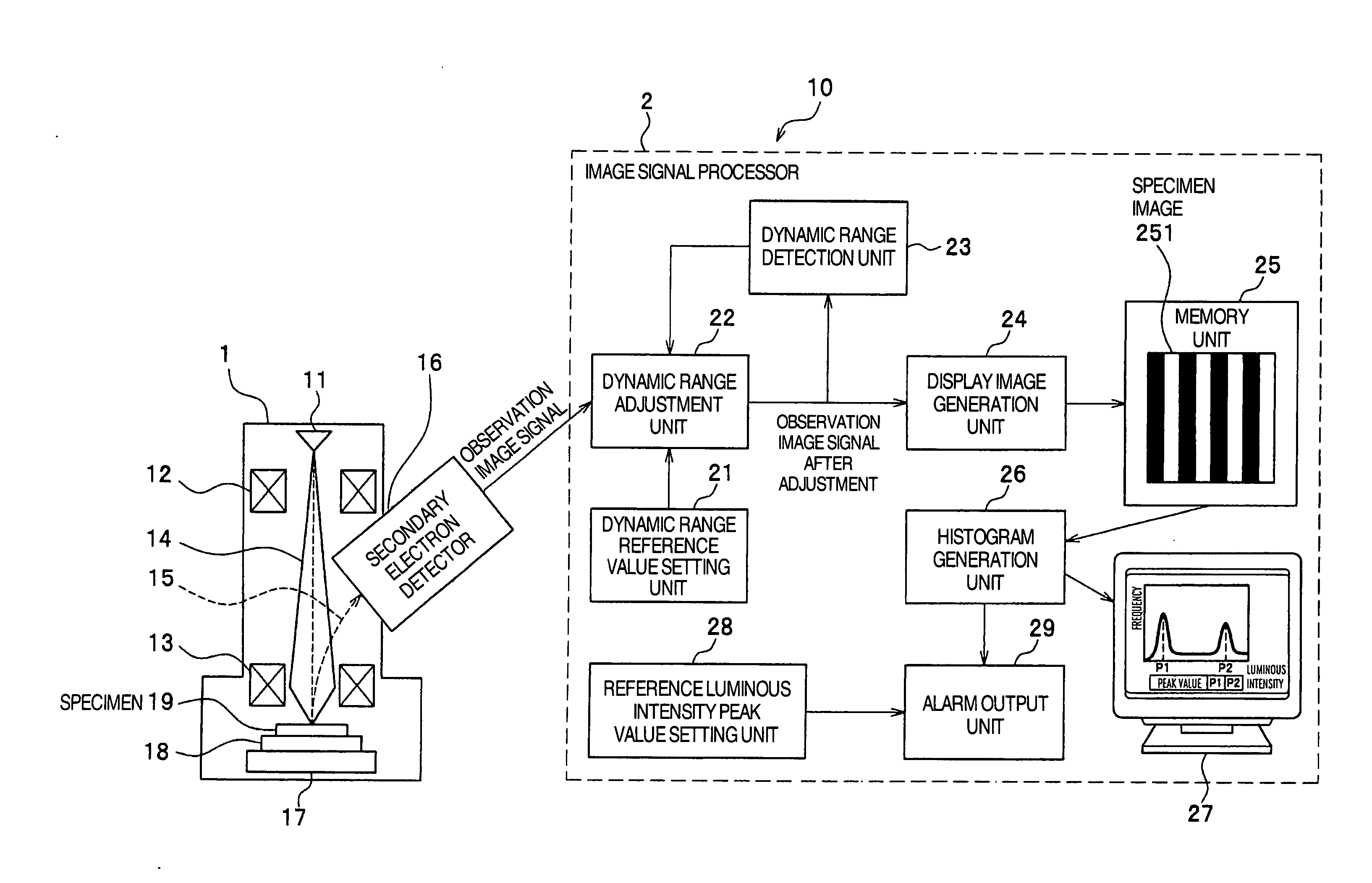 Scanning electron microscope and image signal processing method