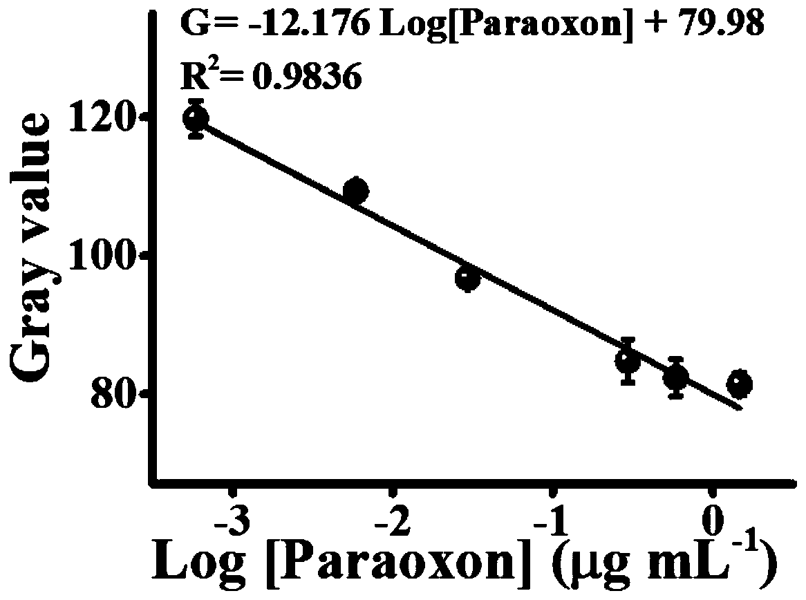 Target response type hydrogel and smart phone integrated on-site quantitative organophosphorus pesticide detection platform