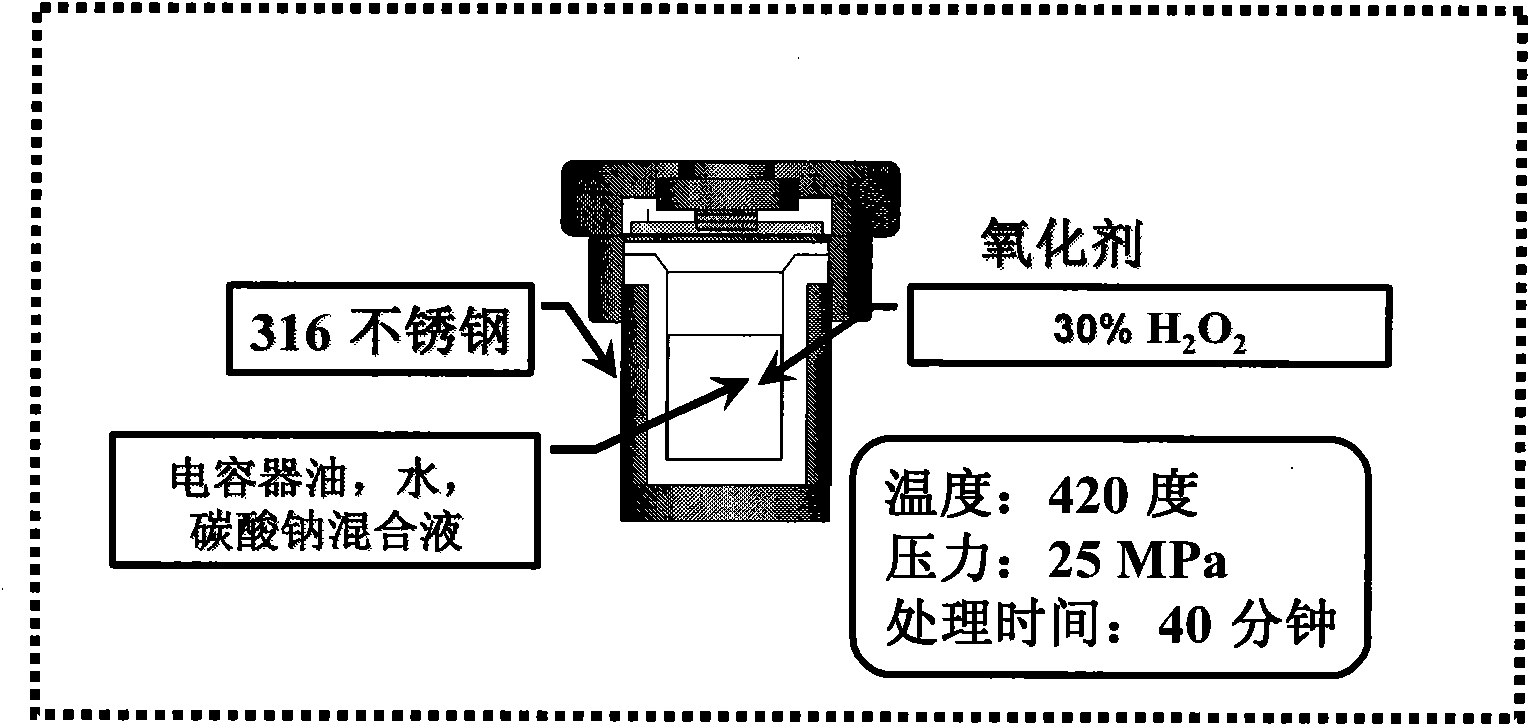 Technical process for supercritical water treatment of polychlorinated biphenyls (PCBs) waste and complete plant thereof