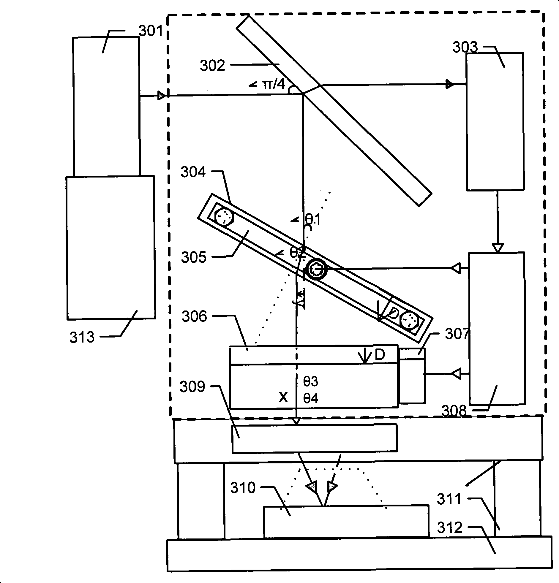 Projection exposure device and method and device for calibrating illumination light beam dynamic positional error