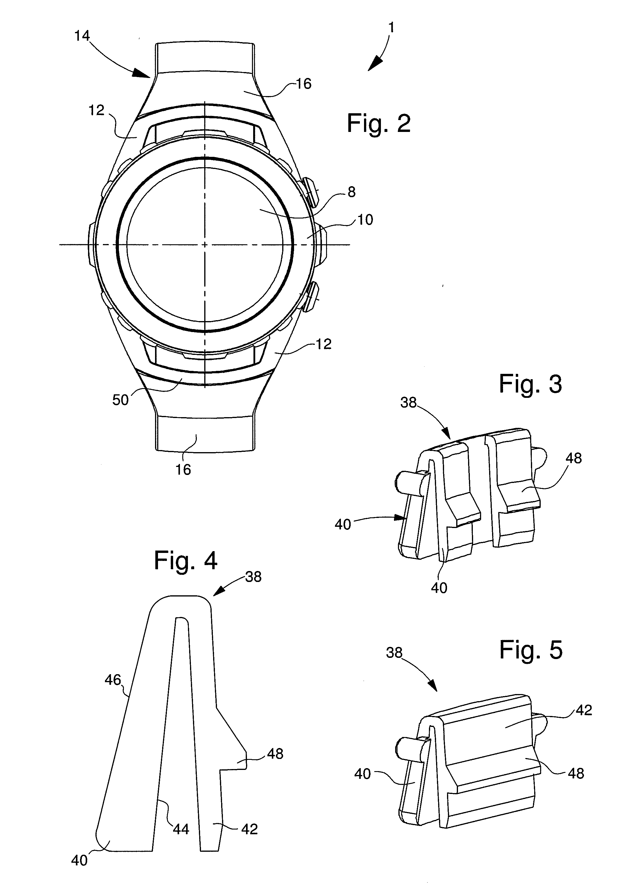 Portable object with an interchangeable bracelet or strap