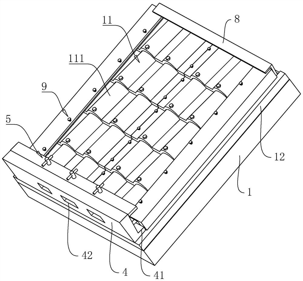 Large-gradient sloping roof tile fixing structure