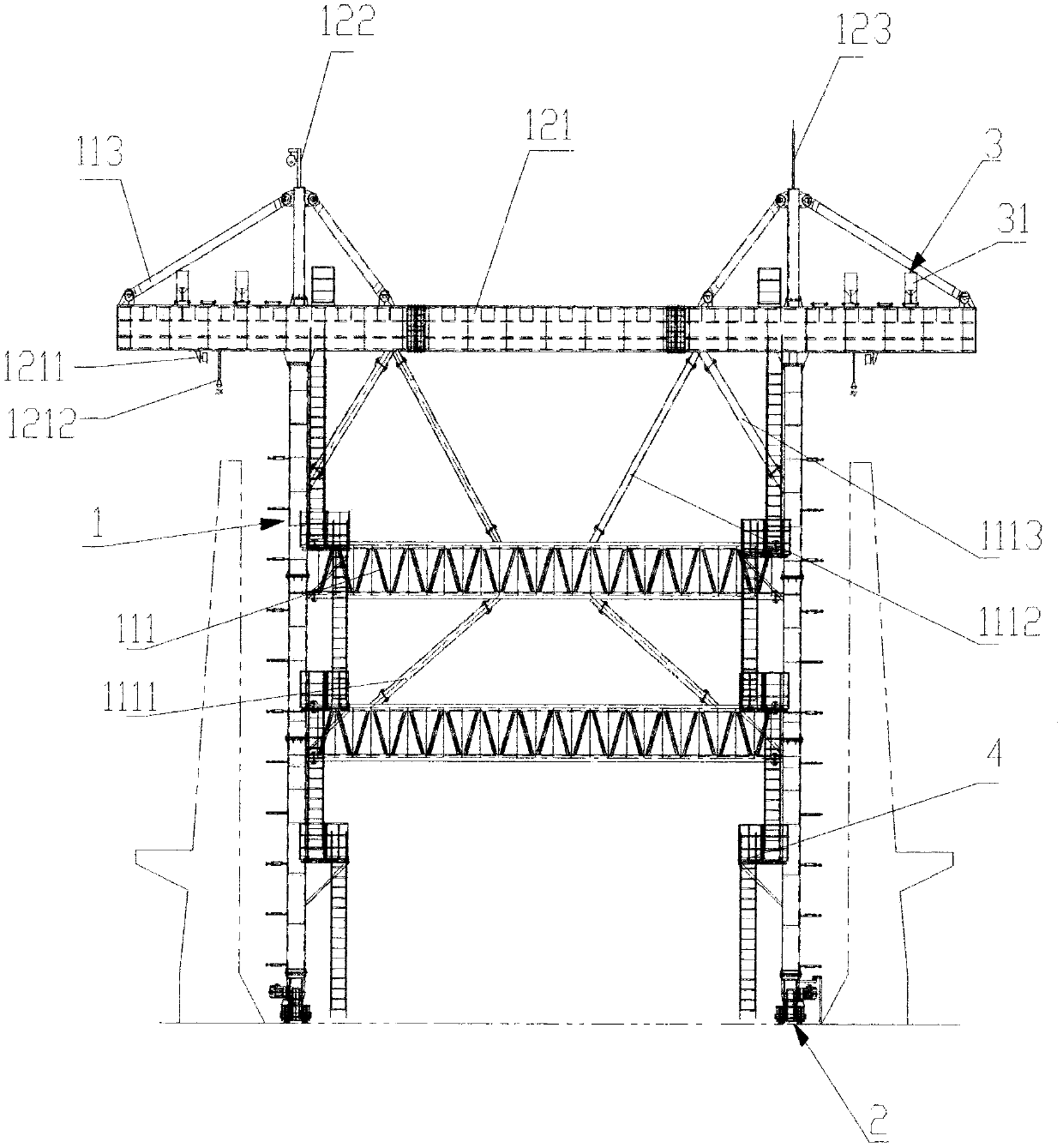 Assembled type intelligent movable formwork machine for ship lock chamber