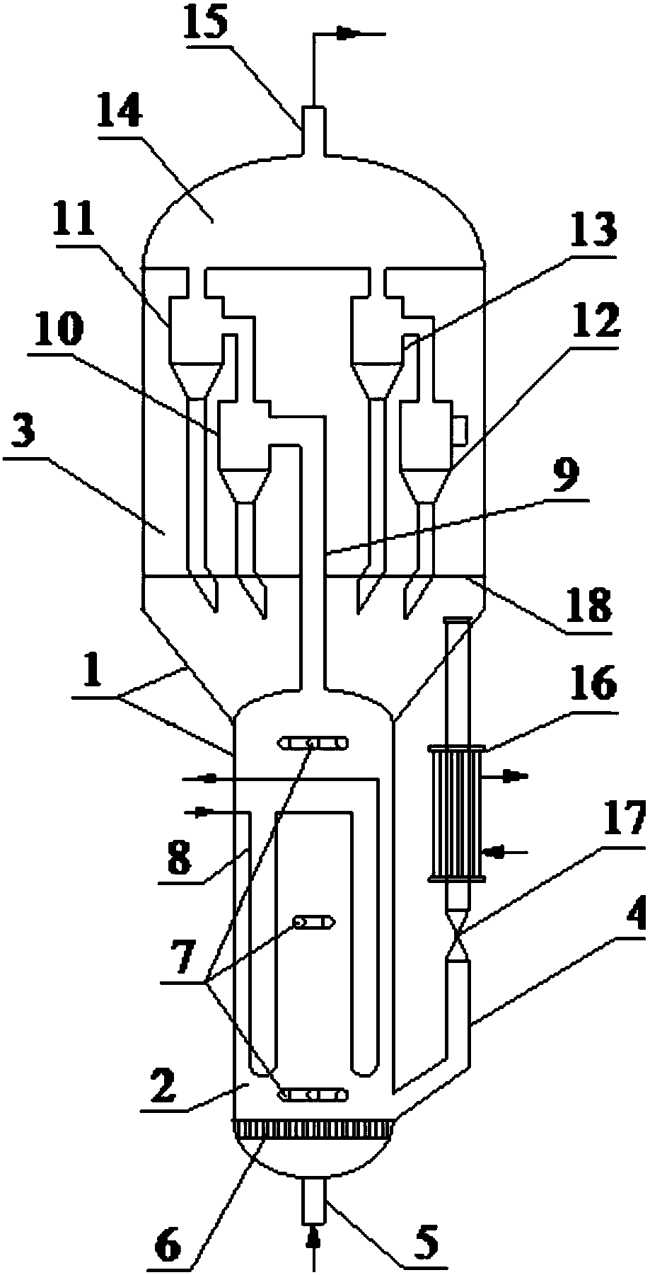 Reaction device and method for preparing ethylene by oxidative coupling of methane