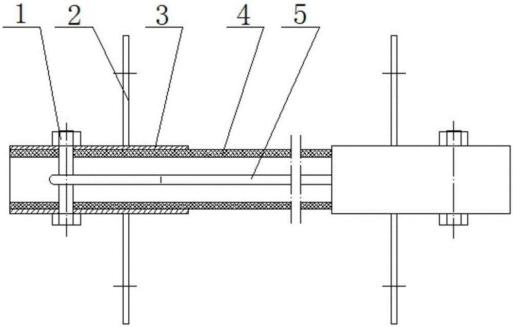 Glass reinforced plastic pipe support rod with built-in double-nose wire rope sleeve